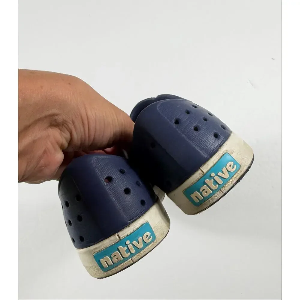 Native Shoes Jefferson Navy Blue White Slip On Kids Size 1